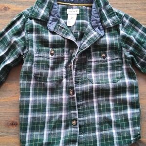 Carter's Kids Plaid Button-Down Shirt - Green and Gray
